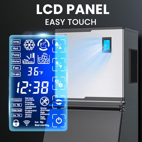 Commercial Ice Maker Machine 450lbs with 360lb Large Storage (450LBS/24H-Head and Bin)