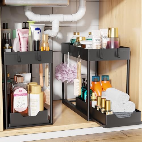 Under Sink Organizer 2 Pack (Black / 2 pack)