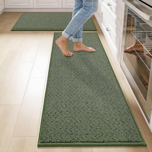 Kitchen Rugs Set of 2 Non (Green / 17“x30”+17“x48”)