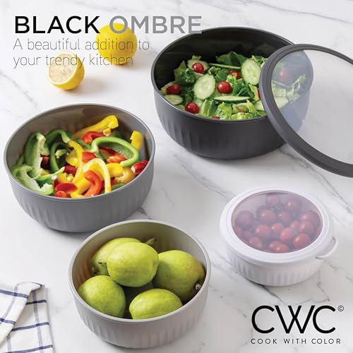 Prep Bowls with Lids (Black/White / 12 Piece Set - Wide Bowls)