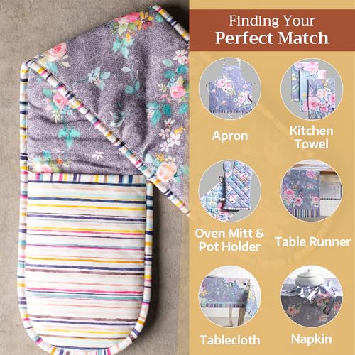 Double Oven Mitts 100% Cotton Double Oven Glove (118 - Sweet Rose Lavender / 7" x 35" (Double Oven Mitt))