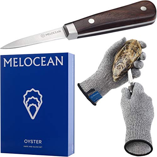 Professional Oyster Shucking Knife and Gloves Set in Gift Box (Size S)