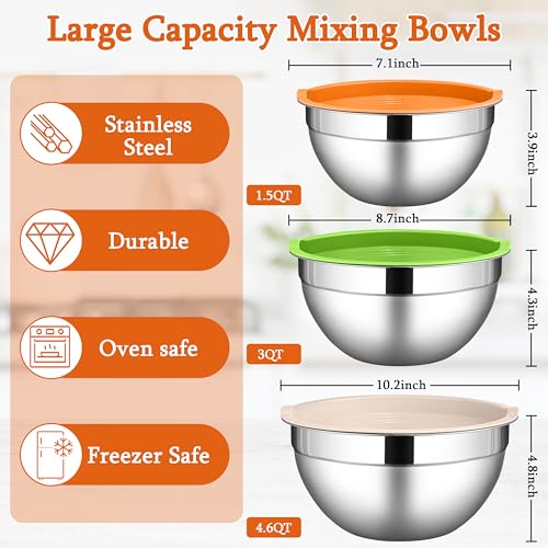 Stainless Steel Metal Mixing Bowls (6 Count)