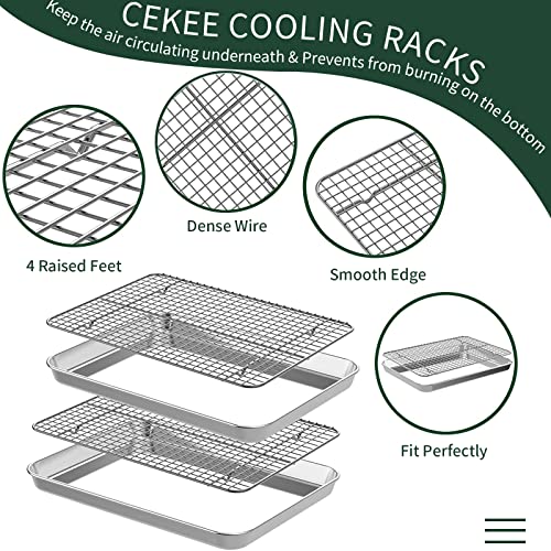 4 PCs Small Baking Sheet With Wire Rack Set [2 Pans + 2 Cooling Racks]