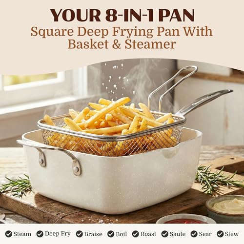 Ceraluxe 20Pc Pots and Pans Set Non Stick Ceramic Cookware Set (Beige Speckle)