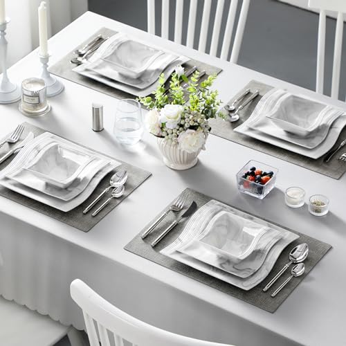 Plates and Bowls Set (12 Piece(Service for 4) / Marble Grey)