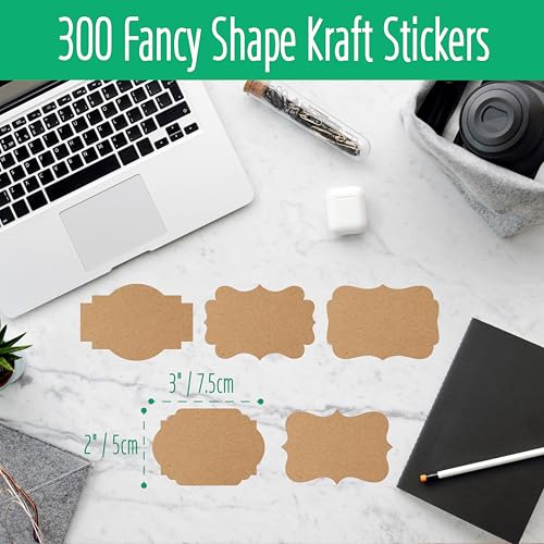 300 PCS Kraft Blank Stickers (300 Count)