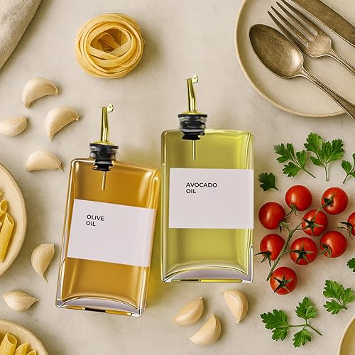 Glass Oil Dispenser for Kitchen (Gold / 11.8 fl oz (4-Pack))