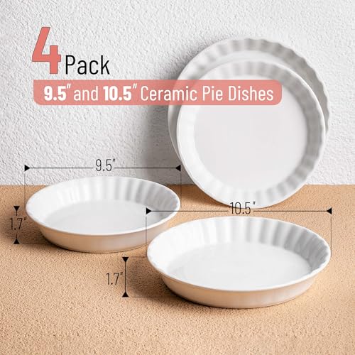 BTaT Ceramic Pie Pan for Baking (4 Count)