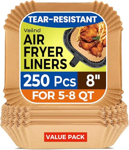 250 Pcs 8" Square Air Fryer Liners Disposable for 5 (250 Count)
