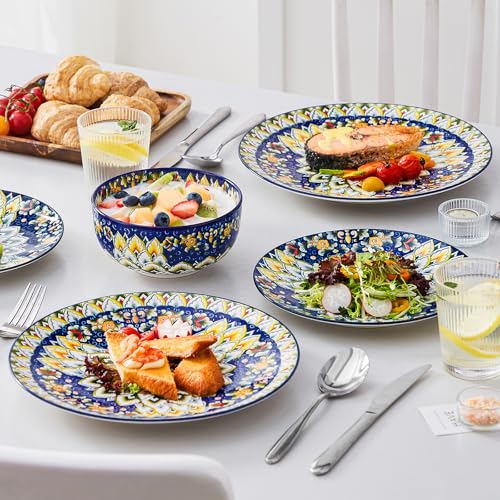 12 Pieces Dinnerware Sets (Service for 4 (12 Pcs) / Bohemian Blue)