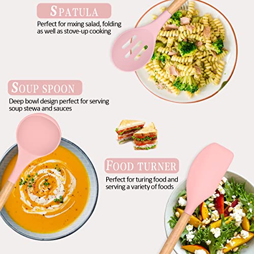 Silicone Kitchen Utensils Set (Pink)
