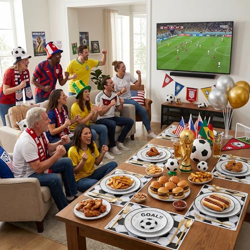 20 White Plastic Soccer Plates (20 Pieces / White)