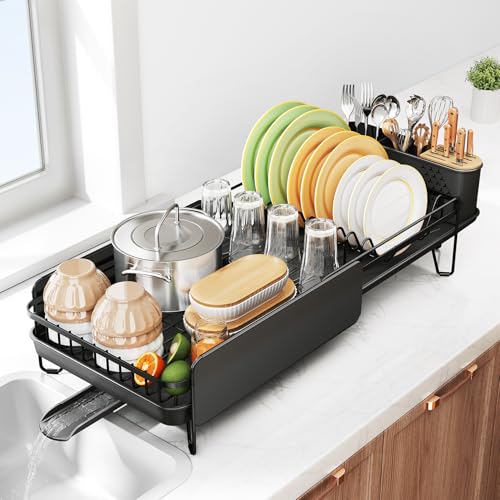 Large Dish Drying Rack for Kitchen Counter (Black)