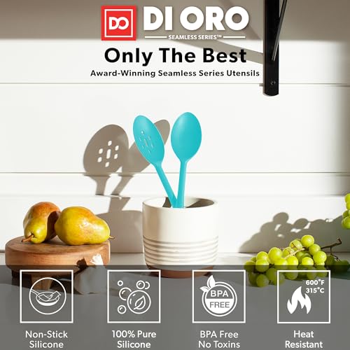 DI ORO Silicone Cooking Spoons (Teal)