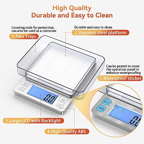 Upgraded Small Food Scale with 0.1 g (0.1g/3kg Silver)