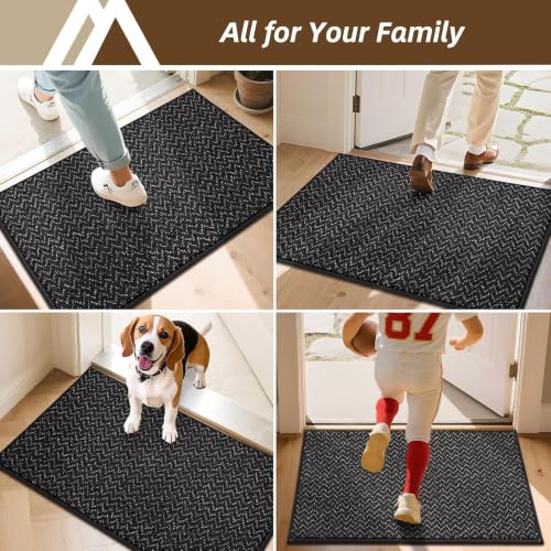 Dirt Trapper Door Mat 20"x32" Non Slip Washable Black (4.44 Sq Ft)