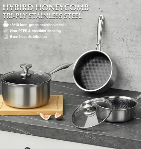 Hybrid Nonstick Stainless Steel Saucepan (2 Quarts / Black)