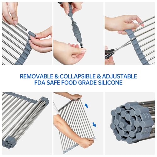CHIRISEN Expandable Large Roll Up Dish Drying Rack