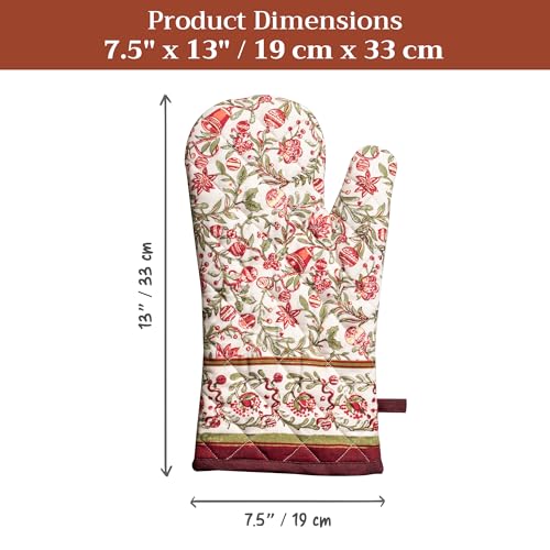 Maison d'Hermine Oven Gloves 100% Cotton Oven Mitt (051 - Reveillon Au Jardin / 7.5" x 13" (Oven Mitt))