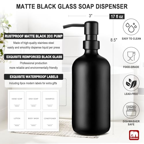 Black Soap Dispenser (Black Bottle + Black Pump / 2 Pack)