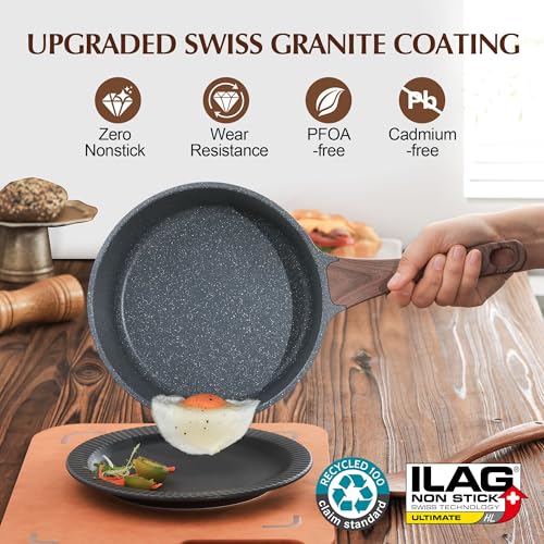 Nonstick Sauce Pan Set with Lid (Gray Granite / 2.0 + 3.0 Quarts)