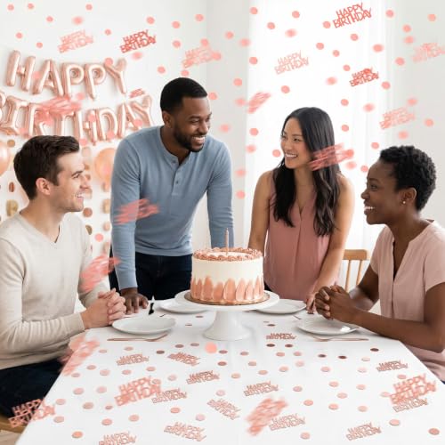 Rose Gold Happy Birthday Confetti for Table Decorations (Rose Gold Birthday)