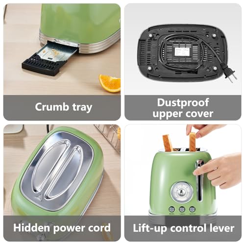 Retro Green 2‑Slice Bread Toaster
