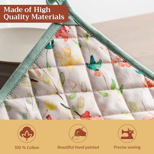 100% Cotton Oven Mitt & Pot Holder Set (005 - Colmar / 7.5" x 13" & 8" x 8" (Oven Mitt & Pot Holder))