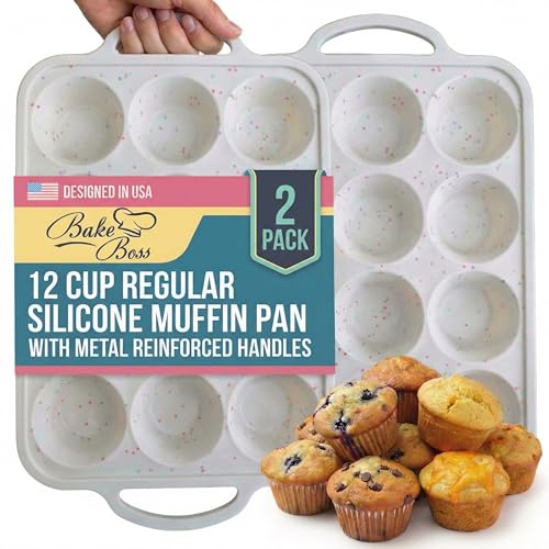 Silicone Muffin Pans (Cream / Regular (12 Cups Pan, Pack of 2))