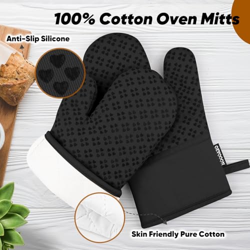 Oven Mitts and Pot Holders 4 Sets (Black)