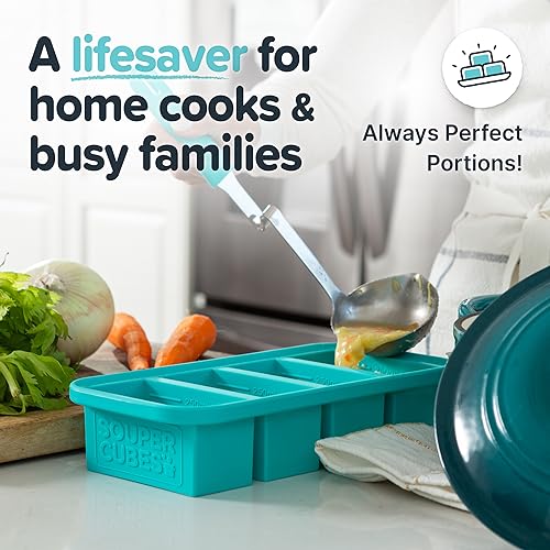 1 Cup Silicone Freezer Molds with Lids (Aqua / 2-Pack)
