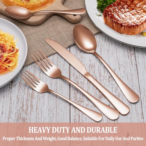 40 Pcs Rose Gold Silverware Set Service for 8 (Rose Gold)