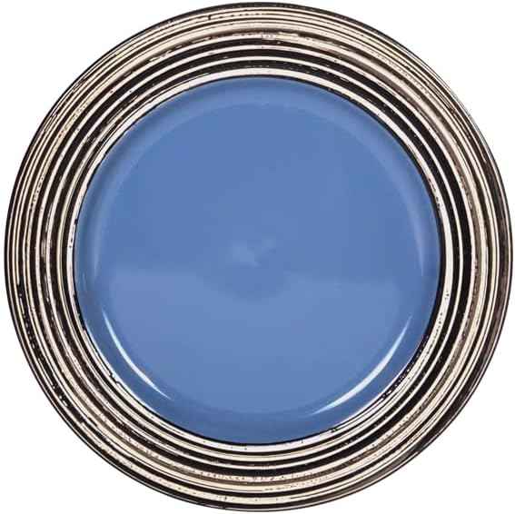 48 Piece Dinnerware Set, Ceramic Plates and Bowls Sets for 8, Microwave and Dishwasher Safe, Handcrafted Tree Bark Series Dish Set, Blue