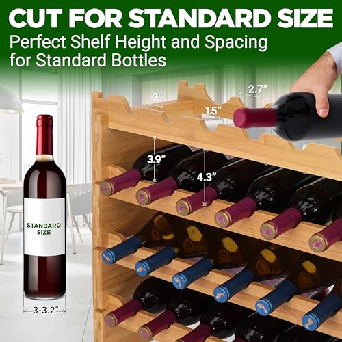 36 Bottle Wine Rack Stackable Bamboo Freestanding (36 Bottle)