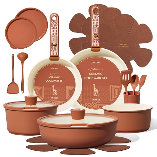 21pcs Ceramic Cookware Set (Terracotta / 21 Piece)