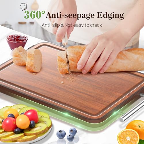 Double Sided Stainless Steel and Ebony Cutting Board (16.3"L x 11"W)