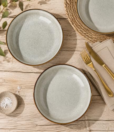 8.5’’ Ceramic Pasta Bowls Set of 6 (Set of 6 / Green Wheat)