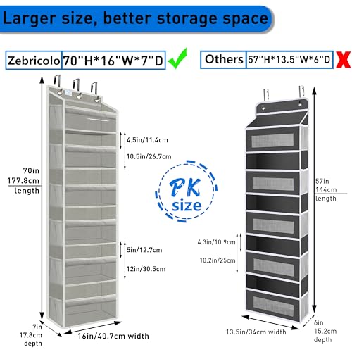Over the Door Organizer Storage 6 Tier (over door organizer-Grey)