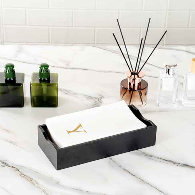 Luxenap 15.8 X 7.9 Inch Linen-Feel Guest Towels, 50 Lettered Hand Towels - Gold Letter 'Y', Sans Serif Font, White Paper Dinner Napkins, airlaid, For Restrooms And Tables - Restaurantware