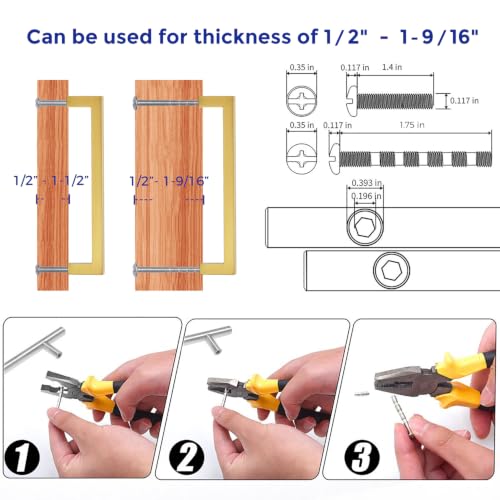 Gold Cabinet Handles Solid Cabinet Pulls (Gold / Flat Black 5" Hole Center)