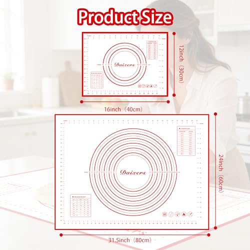 Silicone Baking Mats Set of 2 (Red / Large 31.5" x 24" Small 16" x 12")