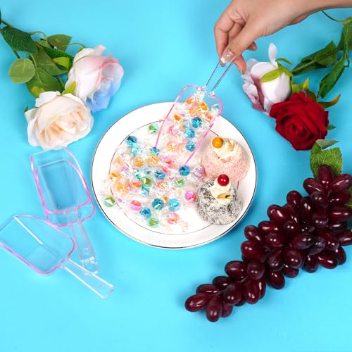 4Pcs Clear Plastic Ice Scoop for Freezer (Pink)
