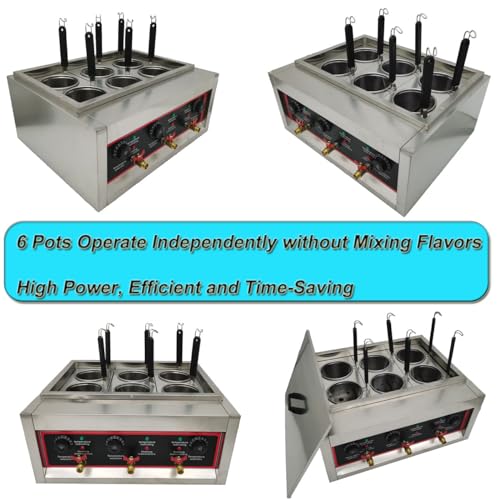 220V Commercial Pasta Cooker with 6 Noodle Filter Electric Pasta Cooking Machine Multifunctional Pasta Warmer Noodles Cooker 6KW for Cooking Dumplings NoodlesVegetables 30