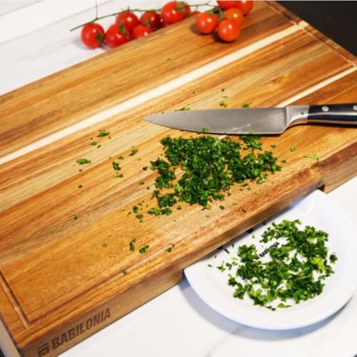 Acacia Wood Cutting Board for Kitchen (Acacia Wood / 19.7"L x 12.2"W)