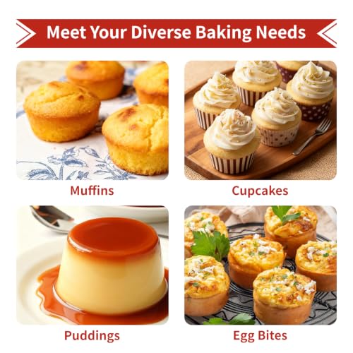 Silicone Muffin Pan with Metal Reinforced Frame (2PCS with Steel Core: Orange + Red (2.9”))