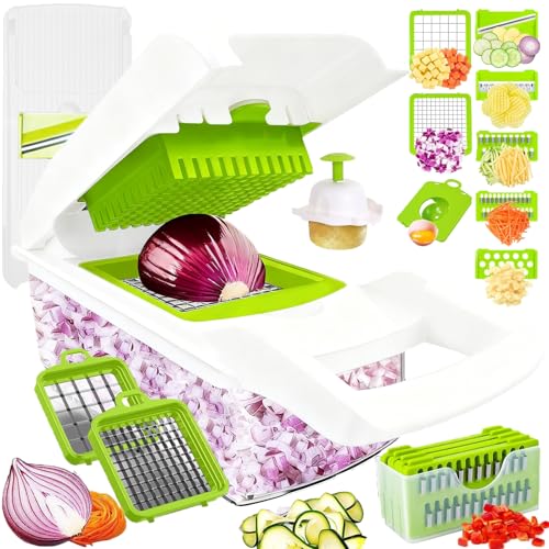 Vegetable Chopper Mandoline Slicer Home Kitchen Appliance Essential Gadget (White)