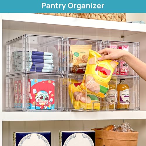 8 Pack Large Stackable Storage Drawers (Clear( 8 Pack))