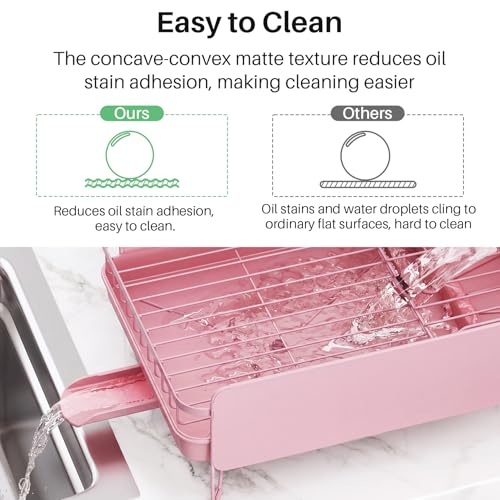 Large Dish Drying Rack for Kitchen Counter (Pink)