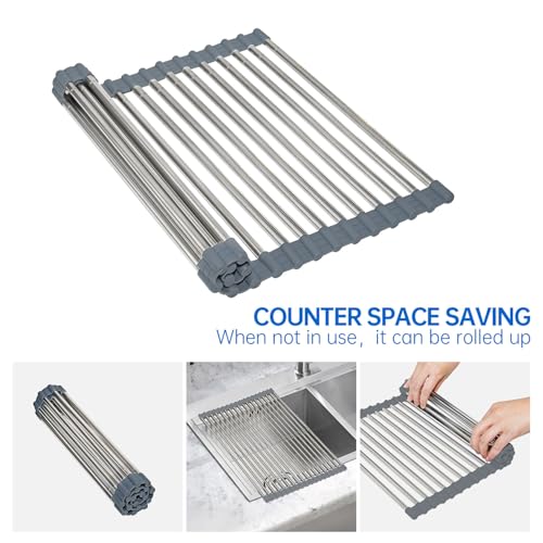 CHIRISEN Expandable Large Roll Up Dish Drying Rack